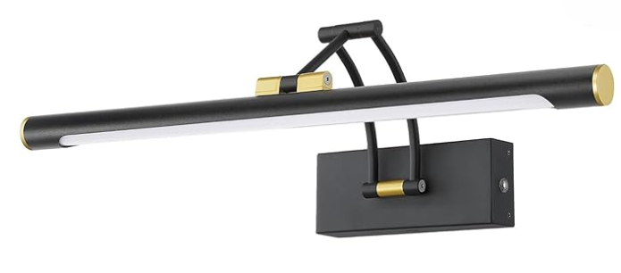 Black and brass linear artwork light