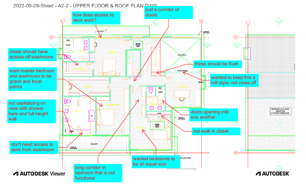 architect vs interior designer- architect plans with designer notes from meeting with client-1